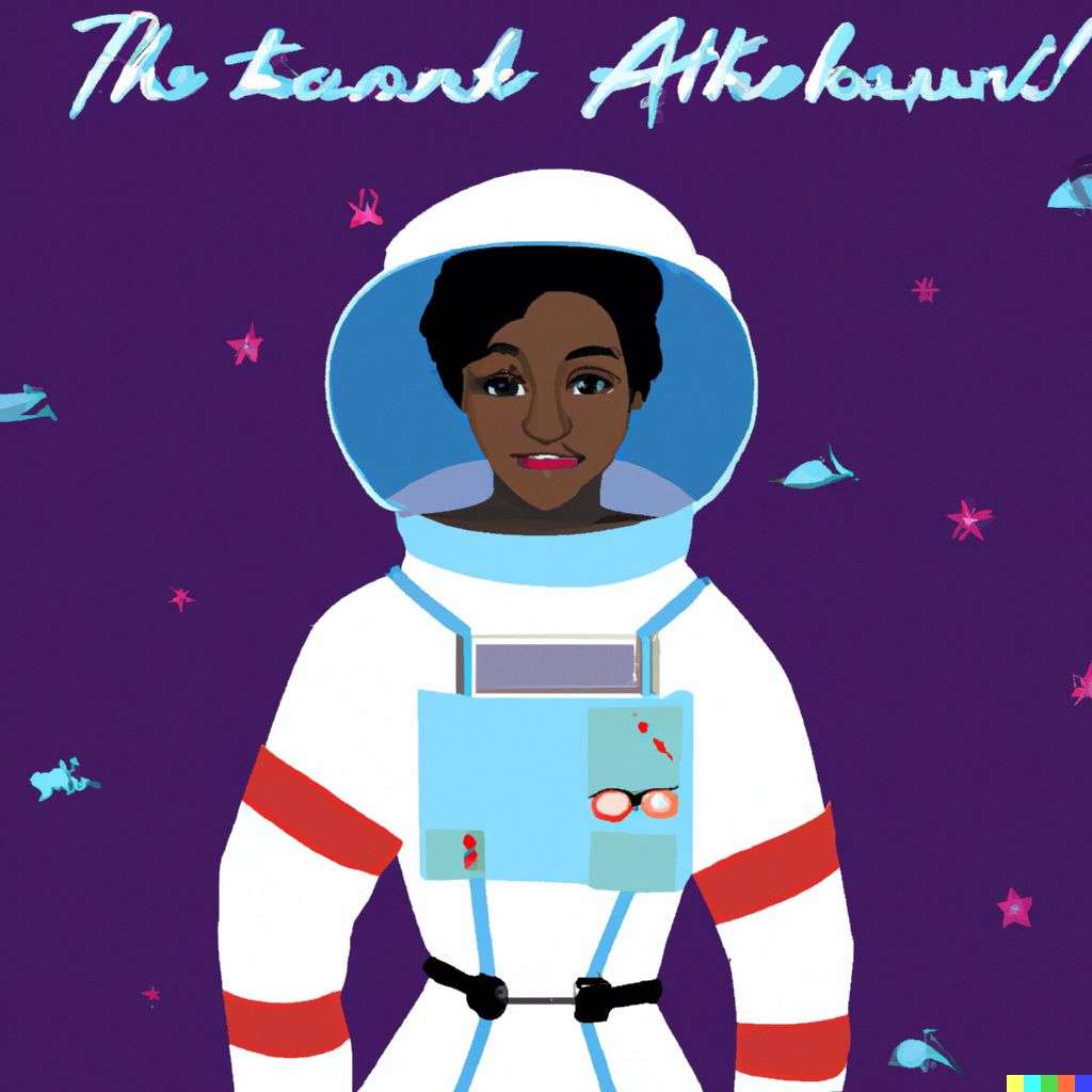 an astronaut, greeting card illustration